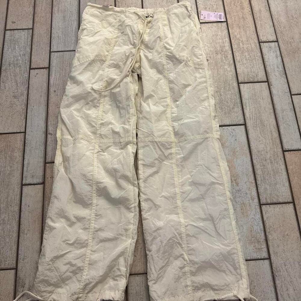 Target cream nylon cargo pants with adjustable waist and ankles, size S
